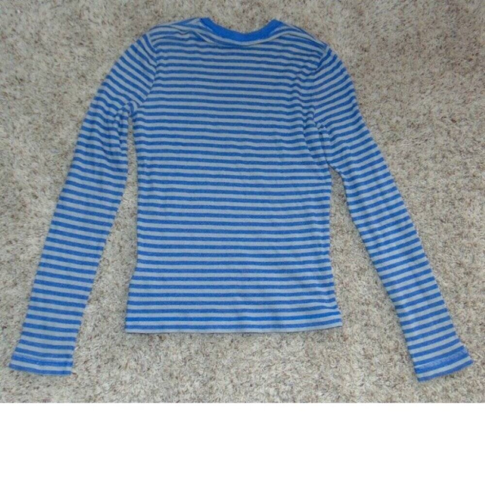 Boys Hollister Shirt Large Blue Gray Striped Long Sleeve Crewneck Tee - Picture 3 of 3